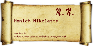 Menich Nikoletta névjegykártya